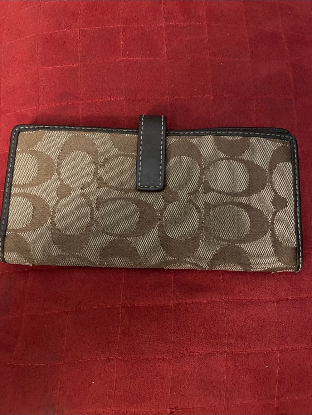 Coach Brown C Design Leather Trim Wallet. GUC